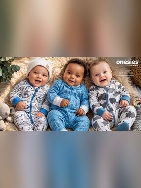 Onesies Brand Gerber Baby Boy 3pc Sleeper Bundle 0-3M  Elephant Footed PJs #2108